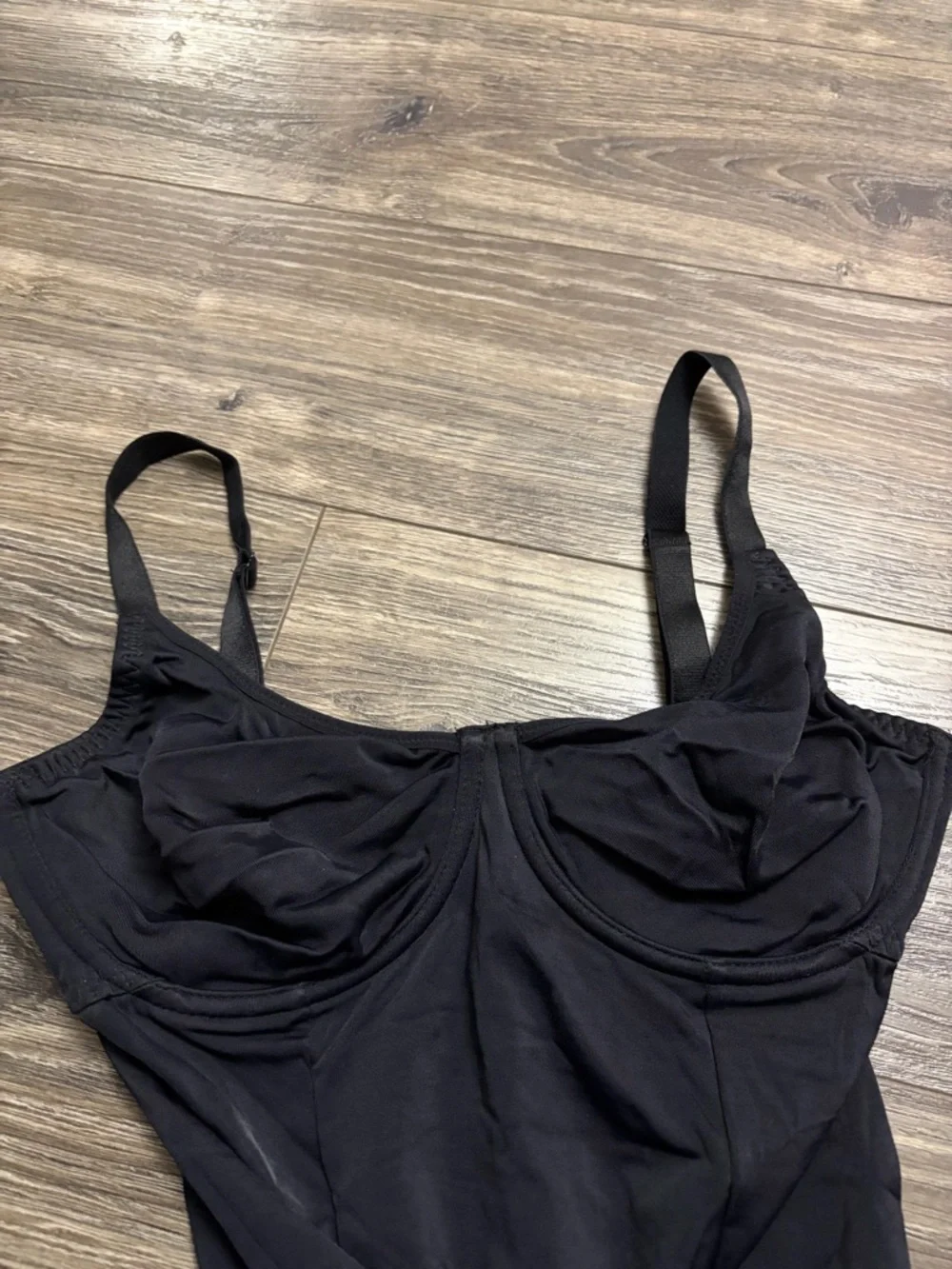 80s/90s European Vintage Marilyn Shapewear Nylon Bodysuit (Black) Size S - Picture 2 of 7